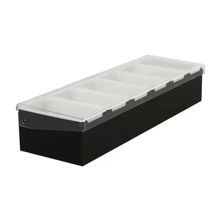 Wooden Condiment Caddy with Lid Dispenser Tray Station for Bartending & Serving Taco Ice Cream Salad Bar Topping Organizer