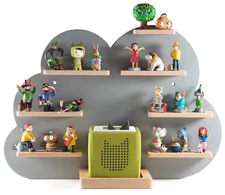 FSC Wooden Tonie Shelf Display for Speakers and Figures Nursery Wall Shelf Holds Toniebox and Many Tonies with Magnetic Mounts