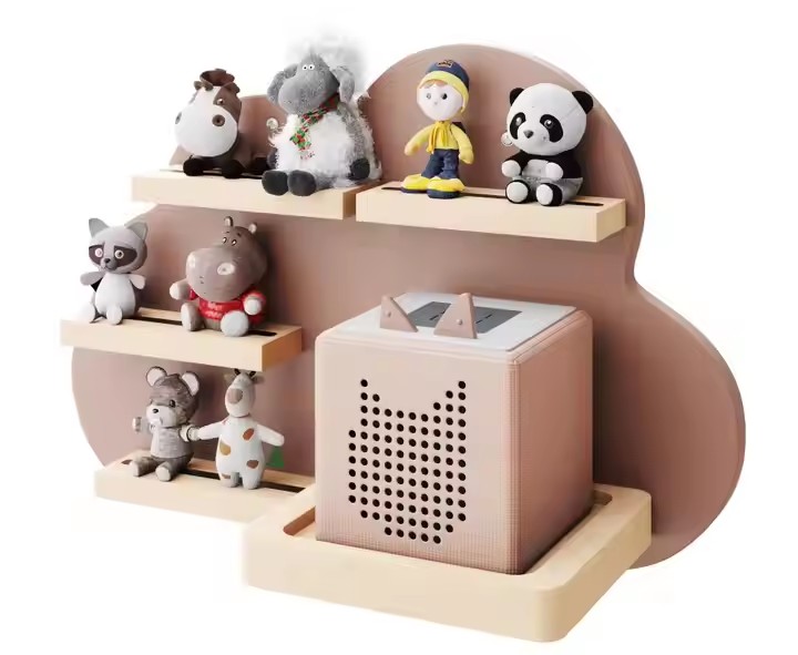FSC Wooden Tonie Shelf Display for Speakers and Figures Nursery Wall Shelf Holds Toniebox and Many Tonies with Magnetic Mounts