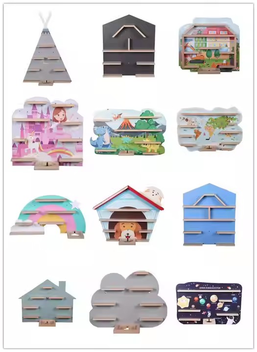 FSC Wooden Tonie Shelf Display for Speakers and Figures Nursery Wall Shelf Holds Toniebox and Many Tonies with Magnetic Mounts