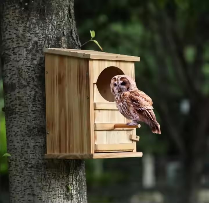 Rectangular Opening Bird Box Owl Nesting Box Owl Bird Box DIY rustic Wooden Owl House