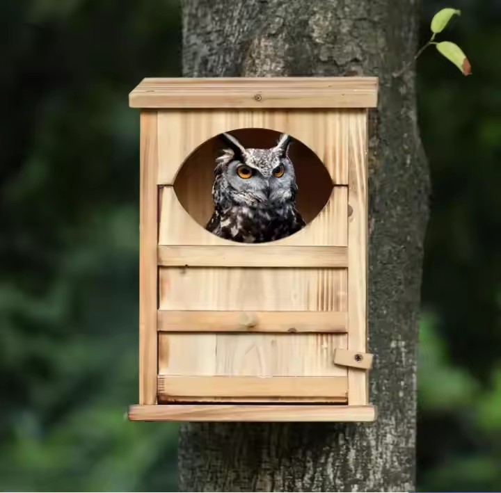 Rectangular Opening Bird Box Owl Nesting Box Owl Bird Box DIY rustic Wooden Owl House