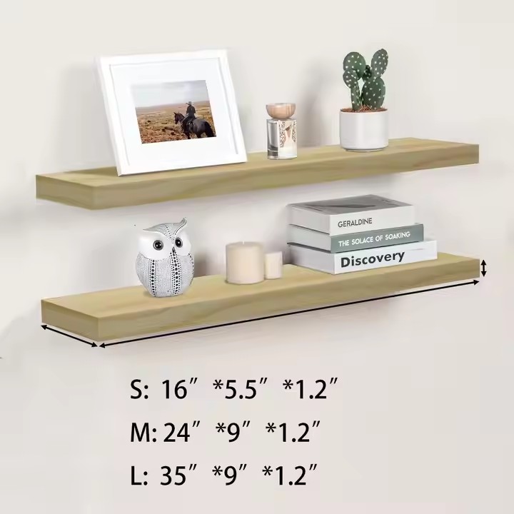 Decorative Wooden Shelf Homeware Storage Shelf With Hooks Brown Display Shelf