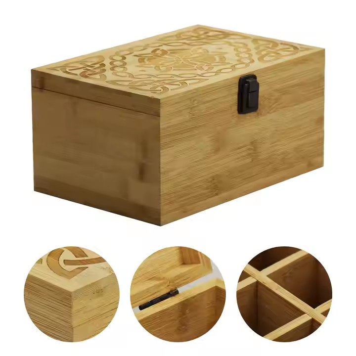 Bamboo Essential Oil Storage Box Travel Organizer Case with Bottle Cap Label - Aromatherapy Nail Polish Fragrance Container