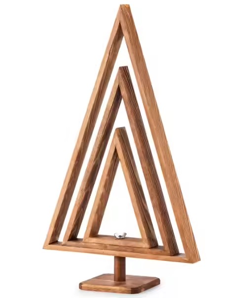 Home Decoration Customized High Quality Natural Pine Wood Christmas Decoration Table Top Tree with Stand