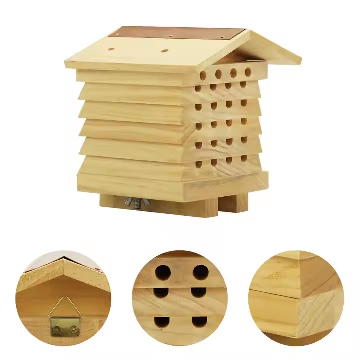 FSC&BSCI Customized Natural Wooden Insect Hotel, Garden Insect House for Ladybugs, Lacewings, Butterfly, Bee, Bug