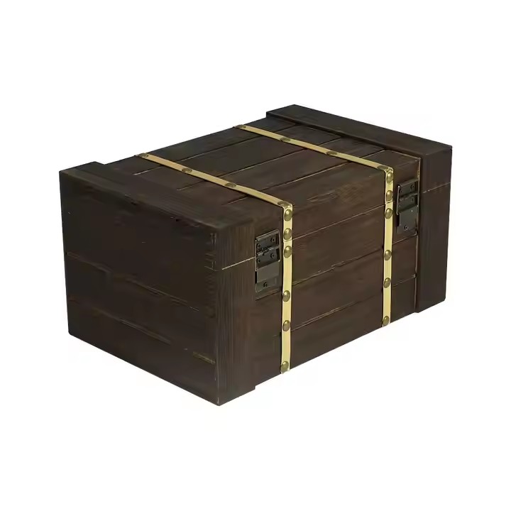 Home Decoration Customized Size Logo Color Handmade Wood and Leather Wooden Pirate Treasure Chest Box
