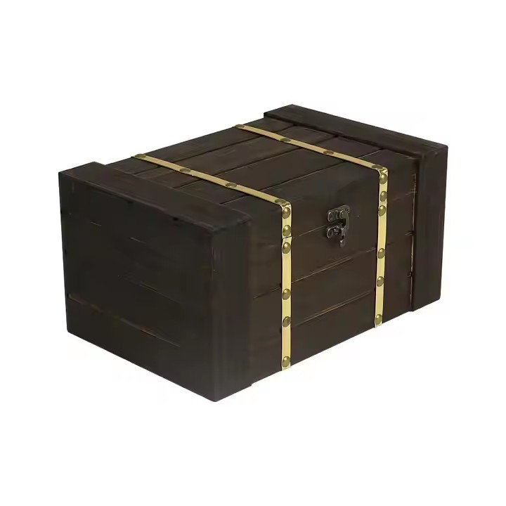 Home Decoration Customized Size Logo Color Handmade Wood and Leather Wooden Pirate Treasure Chest Box