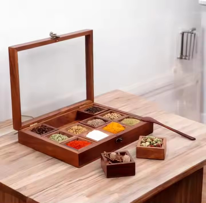 Factory Custom Wooden Seasoning Box Polygon With Delimited Text File