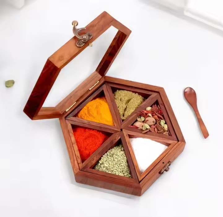 Factory Custom Wooden Seasoning Box Polygon With Delimited Text File