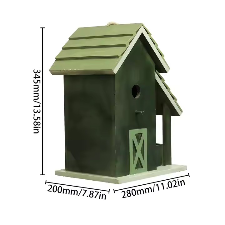 Custom Green Outdoor Bird Feeding Bird House With Large Windows