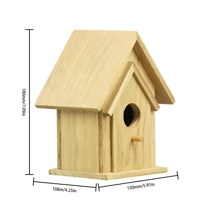 Wooden Bird House for Feeding Birds in the Garden Customizable Size and Color Material Garden Decor