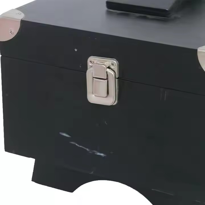 Factory Custom Creative Large Capacity Black Wooden Shoe Box with Lock Shoe Polish Shoe Brush Storage Box Wooden Box