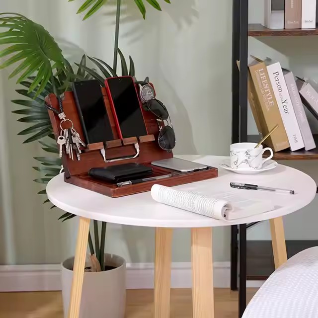 FSC&BSCI Fashion Useful Removable Wooden Office Desktop Storage Organizer Rack for Phone Sunglasses Watch Keys