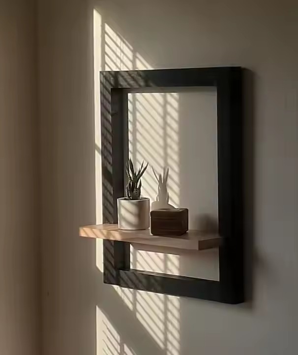 Wall Mounted Rectangle Wooden Shelves Display Wood Wall Rack Customized Decorative Frame with Enclosed Shelf