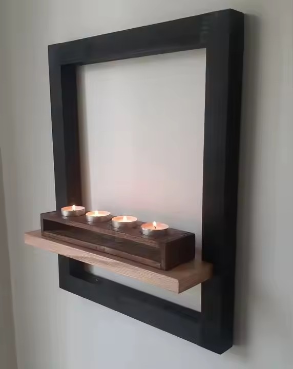 Wall Mounted Rectangle Wooden Shelves Display Wood Wall Rack Customized Decorative Frame with Enclosed Shelf