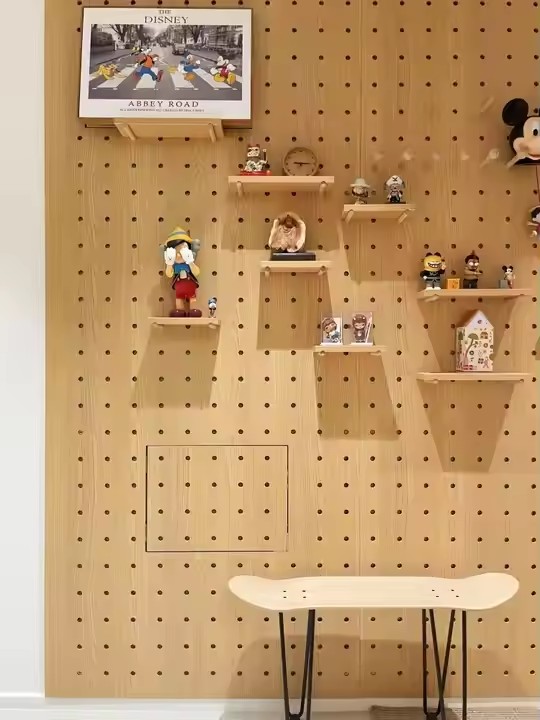 Home Decor DIY Wooden Pegboard Peg Board Shelf Wall Display Storage Organizer Stand Rack