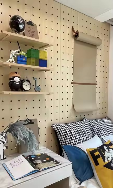 Home Decor DIY Wooden Pegboard Peg Board Shelf Wall Display Storage Organizer Stand Rack