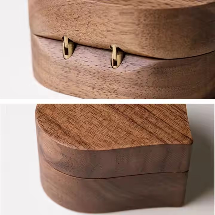 Custom Black Walnut Flip Lid Velvet Wood Box Earrings Necklace Jewelry Wooden Storage case Organizer Box