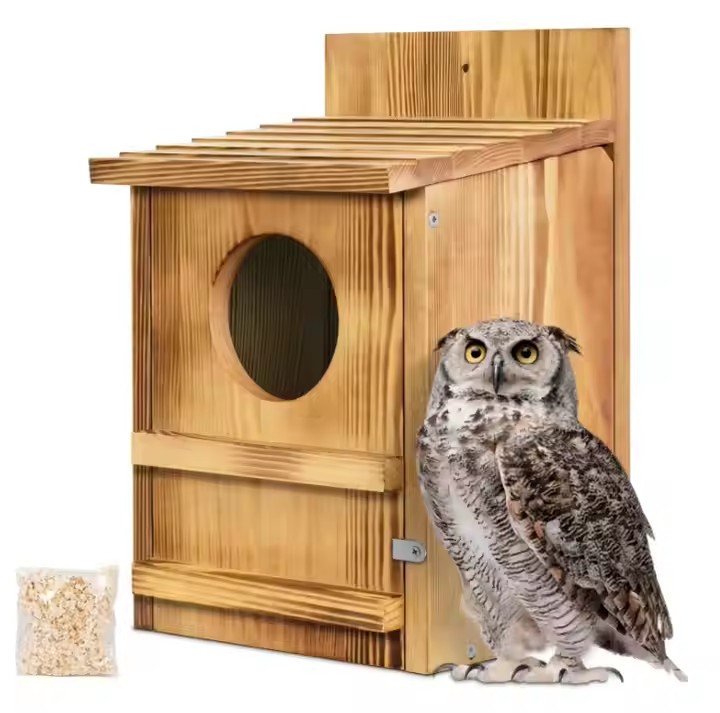Owl House Outdoor, Wooden Birdhouse Box, Large Birdhouse Kestrels with Easy Assembly and Installation Design