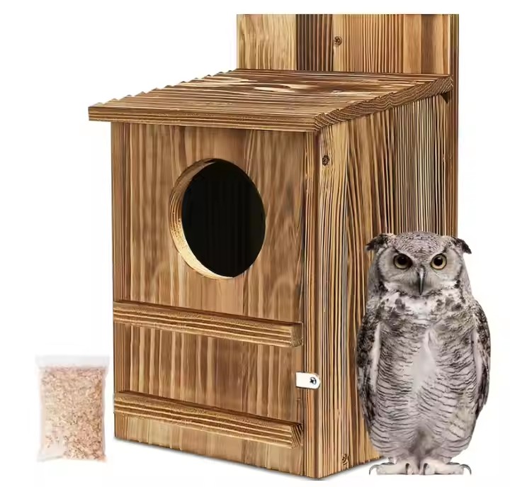 Owl House Outdoor, Wooden Birdhouse Box, Large Birdhouse Kestrels with Easy Assembly and Installation Design