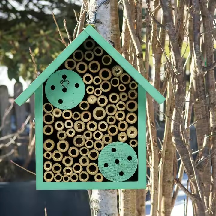 Wooden Mason Insect Bee Butterfly House,Outdoor Hanging Bamboo Habitat for Bee Butterfly Ladybugs Live,Bee Box,Butterfly Habitat