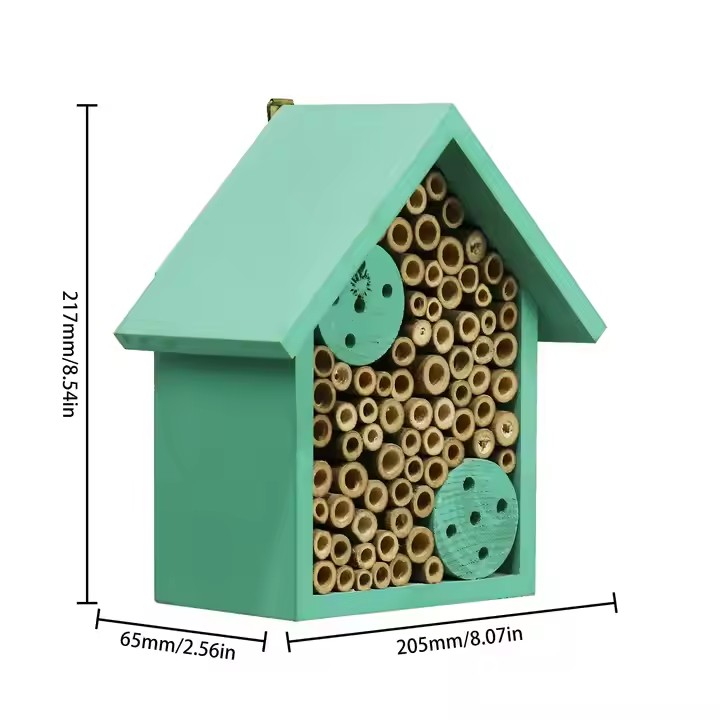 Wooden Mason Insect Bee Butterfly House,Outdoor Hanging Bamboo Habitat for Bee Butterfly Ladybugs Live,Bee Box,Butterfly Habitat
