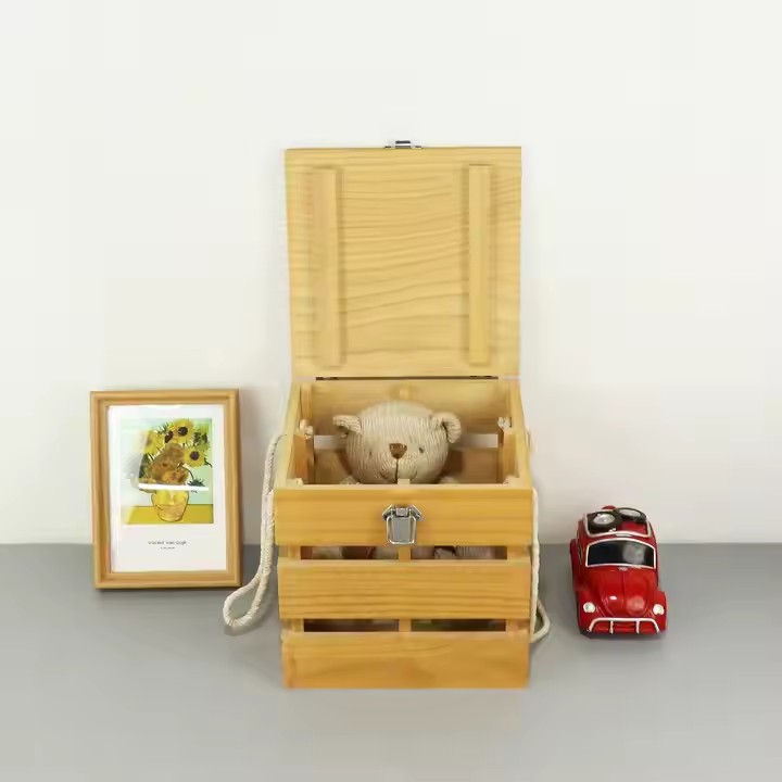 Wooden Storage Basket with Bow Home Decoration Manufacturer Personalised Designs Creative Styling Can Be Customized Color Size