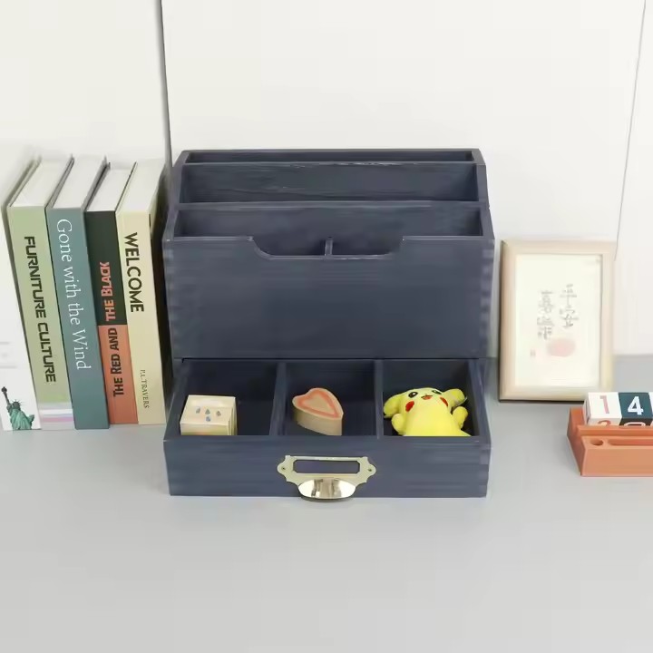 2024 Hot Wooden Desk File and Letter Storage Box Multi-functional Storage Box