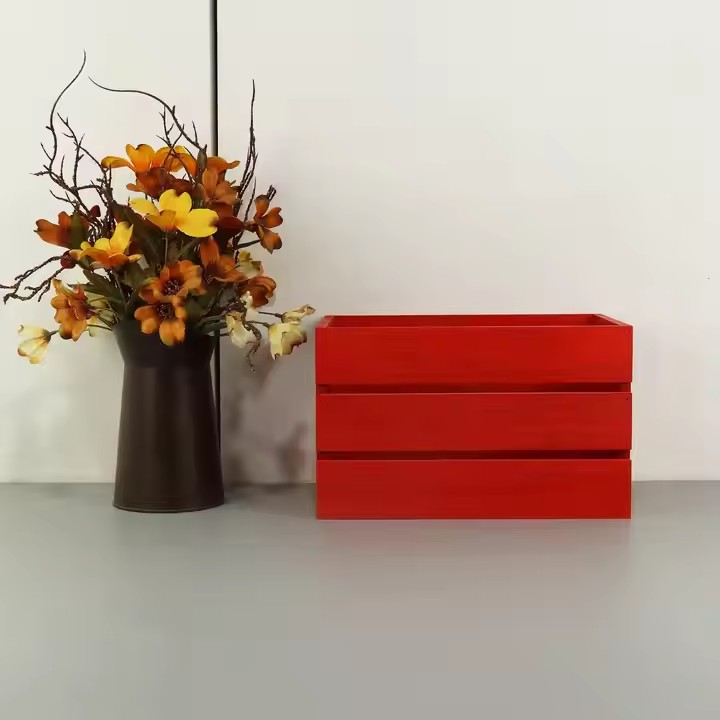 Wooden Storage Basket with Bow Home Decoration Manufacturer Personalised Designs Creative Styling Can Be Customized Color Size