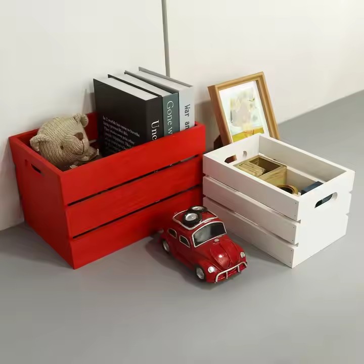 Wooden Storage Basket with Bow Home Decoration Manufacturer Personalised Designs Creative Styling Can Be Customized Color Size