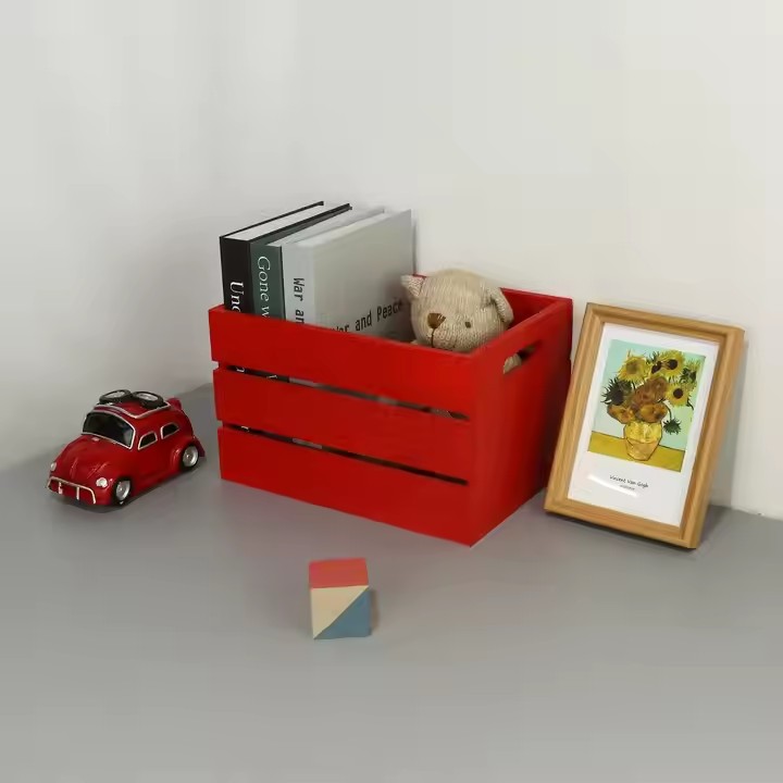 Wooden Storage Basket with Bow Home Decoration Manufacturer Personalised Designs Creative Styling Can Be Customized Color Size