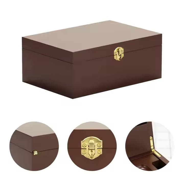 Handmade Natural Acacia Small Treasure Wooden Keepsake Chest Jewelry Organize Storage Box with Lid