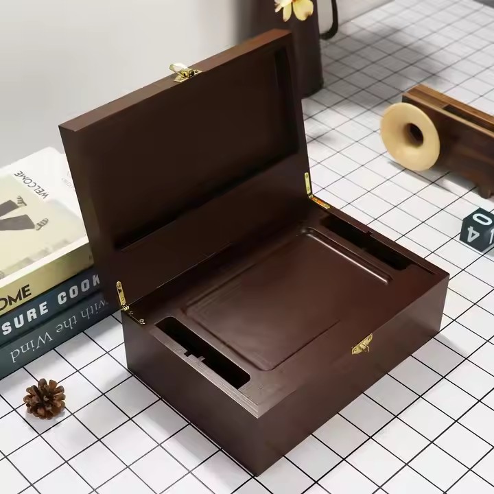 Handmade Natural Acacia Small Treasure Wooden Keepsake Chest Jewelry Organize Storage Box with Lid