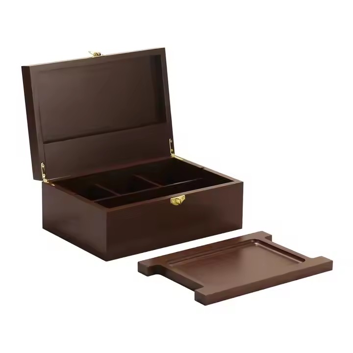 Handmade Natural Acacia Small Treasure Wooden Keepsake Chest Jewelry Organize Storage Box with Lid