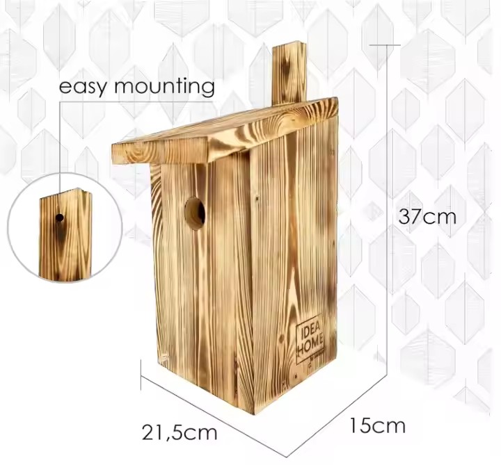Outdoors Hanging Bird House Burnt Wooden Birdhouse for Painting - Sheltered Warm Place for Small Humming Bird House