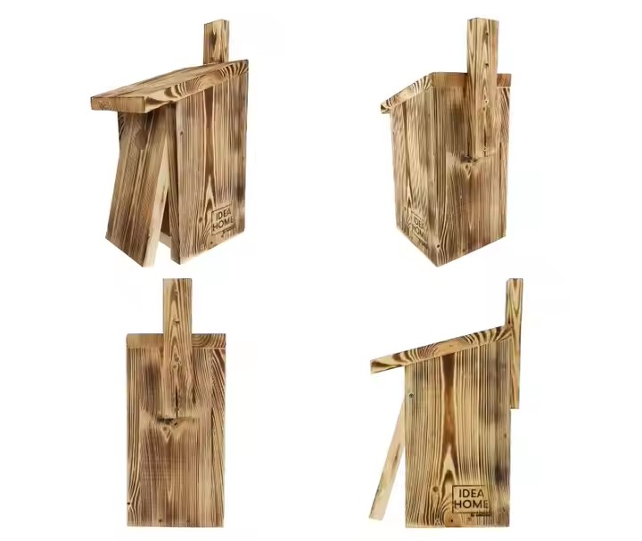 Outdoors Hanging Bird House Burnt Wooden Birdhouse for Painting - Sheltered Warm Place for Small Humming Bird House