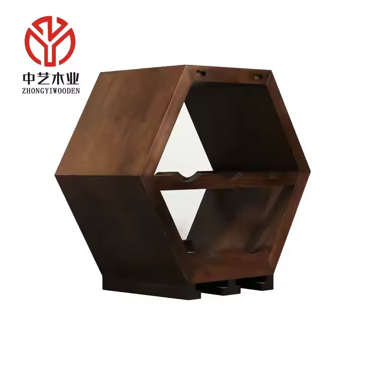 Wood Wine Gift Honeycomb Hexagon Modern Geometric Glass Bottle Racks Wall