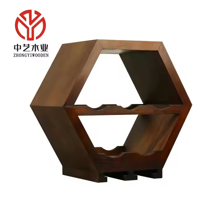 Wood Wine Gift Honeycomb Hexagon Modern Geometric Glass Bottle Racks Wall