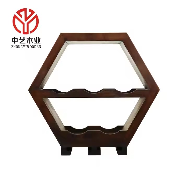 Wood Wine Gift Honeycomb Hexagon Modern Geometric Glass Bottle Racks Wall