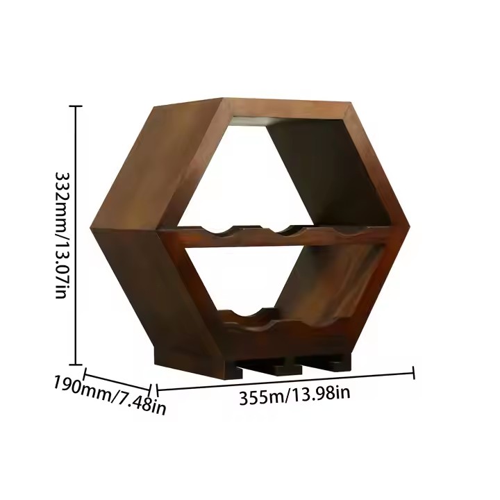 Wood Wine Gift Honeycomb Hexagon Modern Geometric Glass Bottle Racks Wall