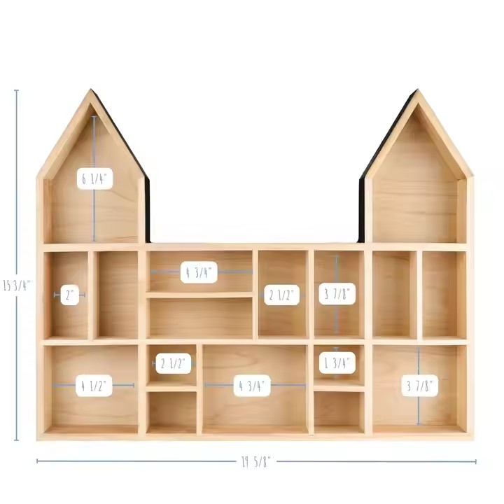 FSC BSCI Customized Handmade Wall Mounted Wooden Critters House Display Castle Shelf