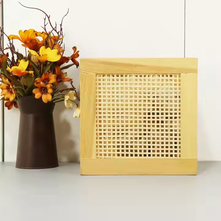 customsized Woven Wooden Basket Wood Storage Crate Box, Decorative Rustic Basket Bamboo Basket with Built-In Handles