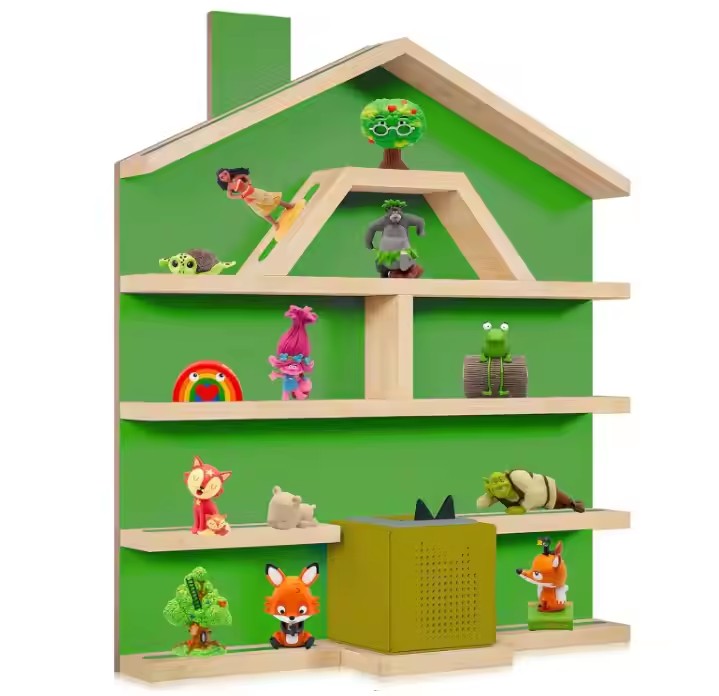 Tonie Bamboo Shelf, Green Magnetic Tonier Shelf Children's Shelf for Music Box, Perfect Tonie Storage in Children's Room Shelf