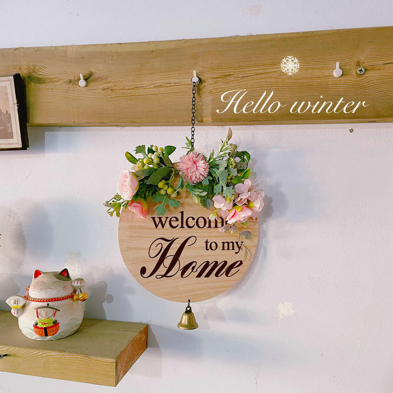 Christmas Front Door Decoration Dining Room Wreath Welcome Sign Wooden Hanging Sign for Custom